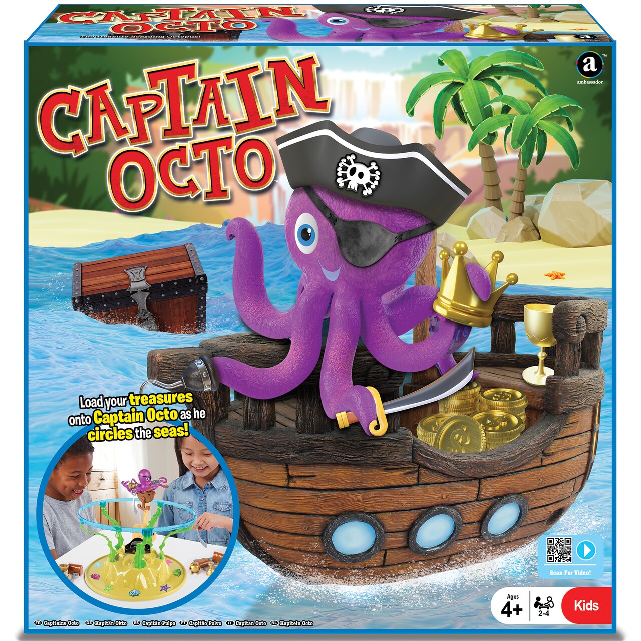 Ambassador Games: Captain Octo - Kids Strategy Game, Wobbling Boat Challenge, Pirate & Treasure Themed, Stacking & Balance, Ages 4+, 2-4 Players